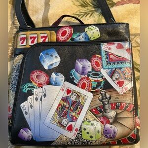 Anuschka High Roller hand painted leather crossbody purse